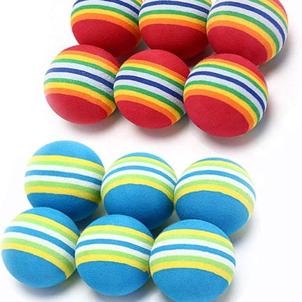 12 Pack 2 Color Rainbow Cat Toy Balls Soft EVA Foam Interactive Indoor Kittens Favorite Toys 1.38" Dia. Small Dogs Puppies Toy Balls Bulk Activity Chase Quiet Play Sponge Ball