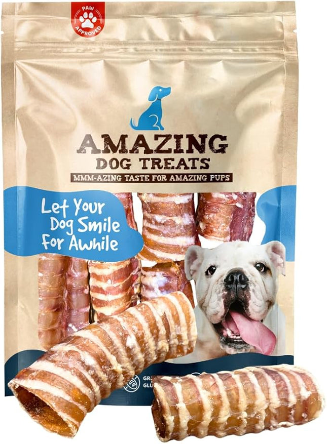 Amazing Dog Treats - 3-4 Inch Beef Trachea Rings (25 pcs/pck) -Premium Dog Chews- Great for Small Size Dogs - Excellent Source of Glucosamine and Chondroitin- Great for All Breeds