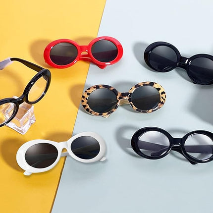 Pibupibu Retro Oval Small Dogs Cats Eye Wear Party Favors Pet Sunglasses Set Cute Funny Cosplay Dolls Costume Photo Props