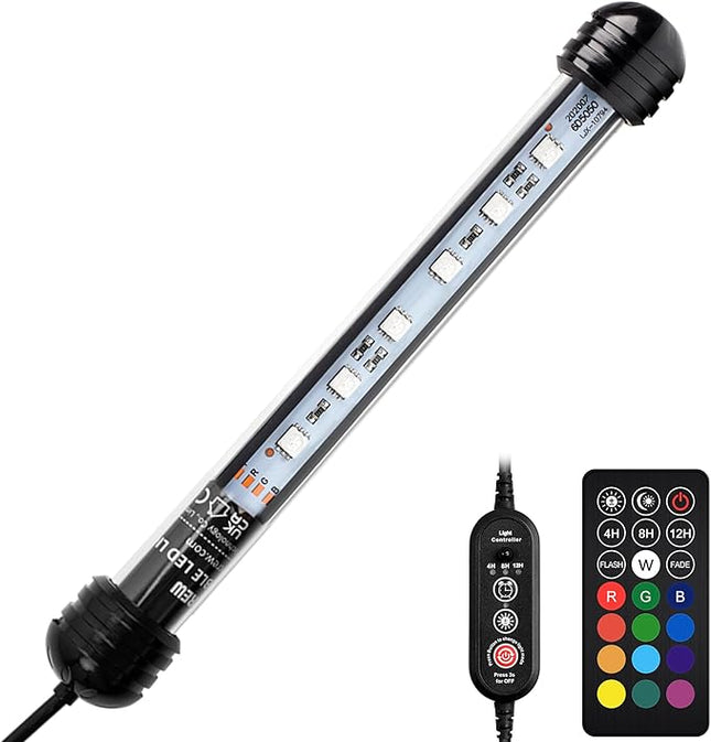 NICREW LED Aquarium Light, 7 Inches Submersible Fish Tank Light, Waterproof Underwater Light with Multicolor Option