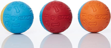 Snug Rubber Dog Balls for Small and Medium Dogs - Tennis Ball Size - Virtually Indestructible (3 Pack - Original)