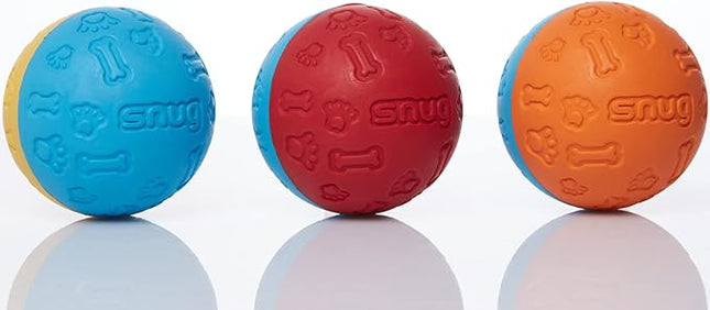 Snug Rubber Dog Balls for Small and Medium Dogs - Tennis Ball Size - Virtually Indestructible (3 Pack - Original)