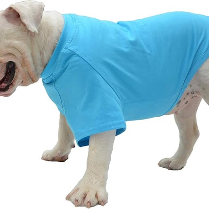 Lovelonglong Bulldog Clothes Dog Clothing Blank T-Shirt Tee Shirts for French Bulldog English Bulldog American Pit Bull Pugs 100% Cotton Skin Care Lake-Blue B-S