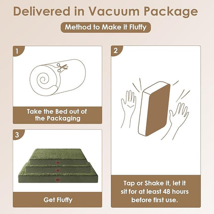 EHEYCIGA Orthopedic XL Dog Beds for Extra Large Dogs with Removable Washable Cover, Dark Green, 44x32