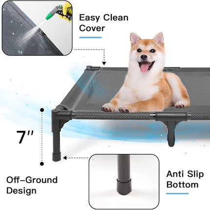 suddus Elevated Dog Bed Waterproof Outdoor, Portable Raised Dogs Beds, Dogs Beds Off The Floor, Dog Bed Easy Clean Indoor or Outdoor Use, Large, Grey