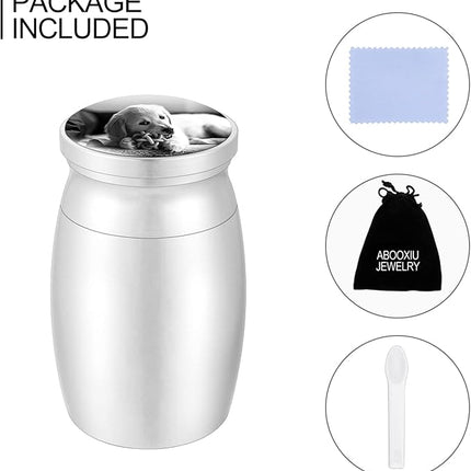 Personalized Photo 3 Inches Small Keepsake Urn for Pet Dog Ashes Aluminum Mini Cremation Urns Memorial Ashes Urn Miniature Burial Funeral Urns for Sharing Ashes Ashes Holder