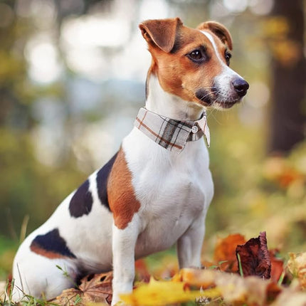 Faleela Cotton Plaid Shirt Style Dog Collar Soft Cute,Boy Dog Collar with Quick-Release Buckle,Adjustable Bow Tie Collar for Small Medium Large Dogs