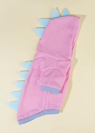QWEEE Dinosaur Dog Hoodie - Warm Jacket for Puppy, Kitten, Small, Medium Dogs & Cats - Baby Pink, XX-Small