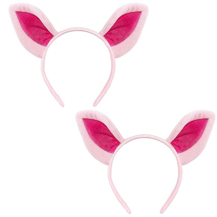Beviliu Pig Ears Headband - Animal Pig Ears Costume for Adult, Cat Dog Bunny Fox Ears Headwear for Halloween Christmas Animal Theme Party Cosplay, 2Pack