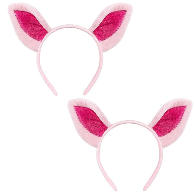 Beviliu Pig Ears Headband - Animal Pig Ears Costume for Adult, Cat Dog Bunny Fox Ears Headwear for Halloween Christmas Animal Theme Party Cosplay, 2Pack