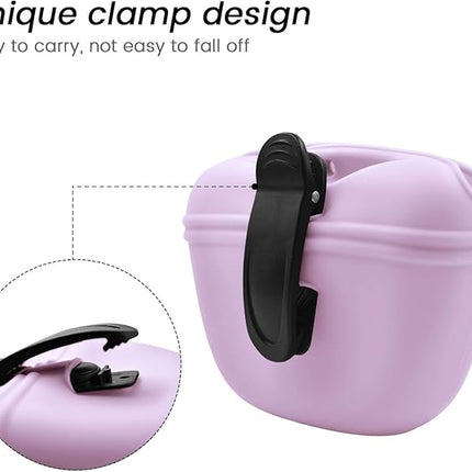 AUDWUD Silicone Dog Treat Pouch,With Dog Training Clicker,Clip on Portable Training Container,Convenient Magnetic Buckle Closing and Upgraded Waist Clip for Enhanced Stability