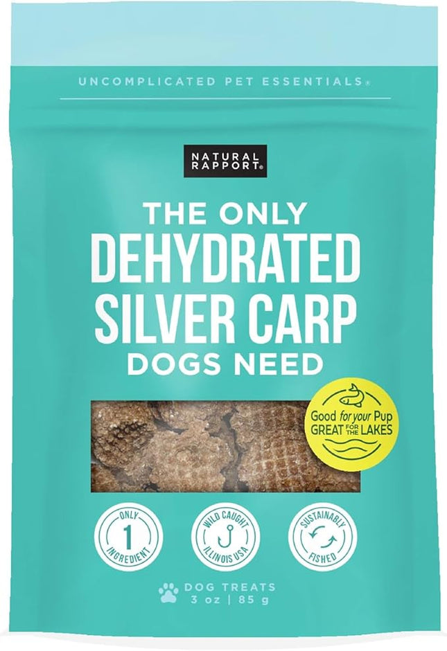 Natural Rapport Dehydrated Fish Dog Treats - The Only Silver Carp Fish Chips Dogs Need - All Natural Dog Treats for Small and Large Dogs (3 oz)