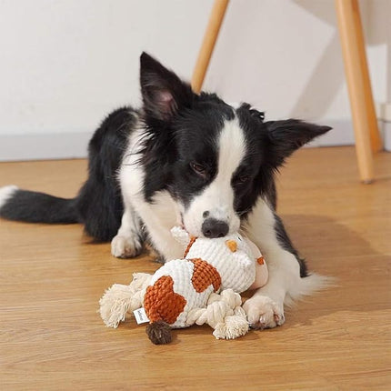 Dog Toys Set, Large Dogs Toy, Stuffed Animal Dog Chew Toy, Soft Plush Dogs Toys Pack for Small. Middle, Large Breed(3-Pack, Cow)