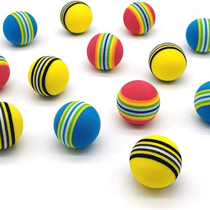 CHIWAVA 45 Pack 1.7'' Foam Cat Toys Ball Rainbow Color Balls Kitten Activity Chases Quiet Play Mix Color