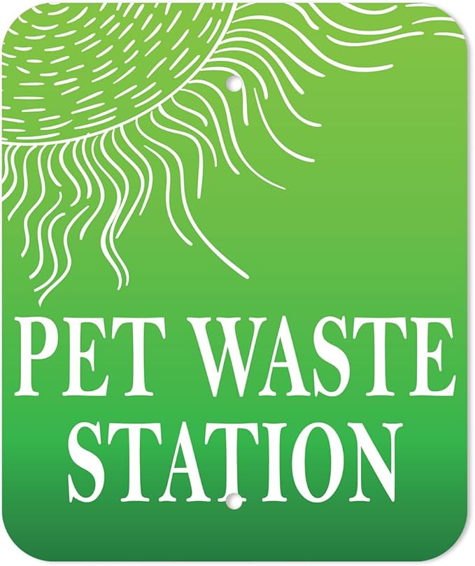 Dispense-Art™ Collection Rolling Hills - Green - Custom UV Printed Design on Rust-Proof Aluminum Starter Dog Waste Station/roll Bag System - Includes 400 Dog Waste Bags & 10x12 Sign