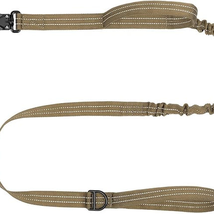 ICEFANG Tactical Dog Leash,K9 Training Walking Bungee Lead with 2 Control Handle,Heavy Duty Quick Release Metal Clasp,Hands Free D-Ring for Medium Large Dogs (4ft,Reflective Brown)