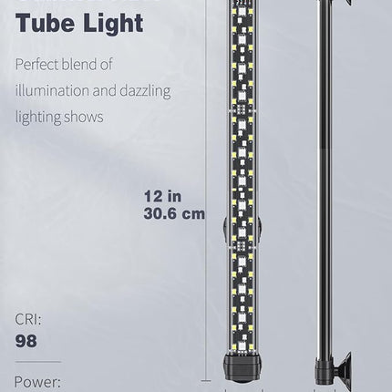 Pawfly 6.5 W Aquarium LED Light 12 Inch 24/7 Fish Tank Light with Full Spectrum IPX8 Waterproof Lights Multi-Colored LEDs with D/N Mode Single Color Effects Timer and Adjustable Brightness