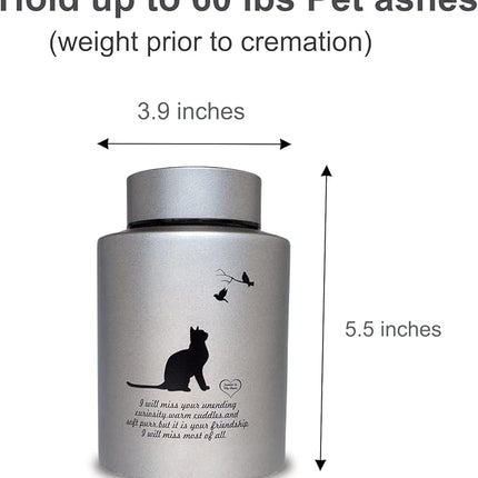 Pet Cremation Urns for Cats Ashes, Up to 60 lbs Cat Memorial Keepsake Urns for Ashes-Medium (Gray)
