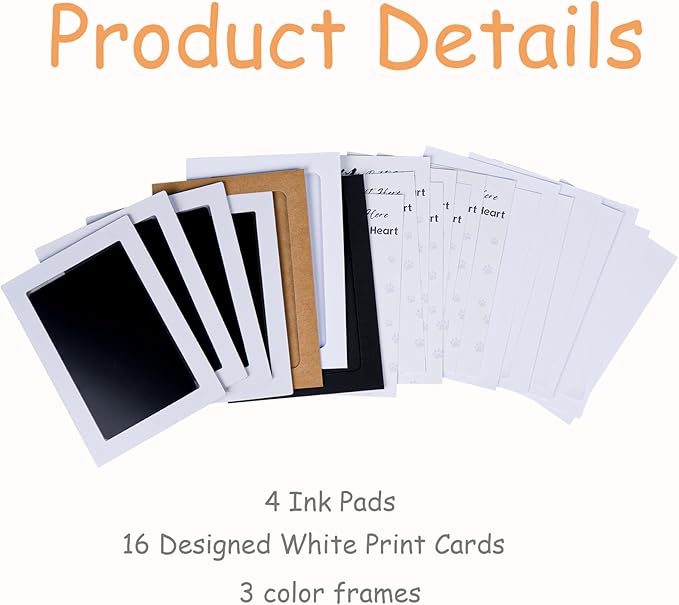 Inkless Paw Print Kit,Dog Paw Print Kit,Dog Nose Print Kit,Clean Touch Ink Pads and Imprint Cards,Pet Paw Print Impression Kit for Dogs Cats Footprint Keepsake