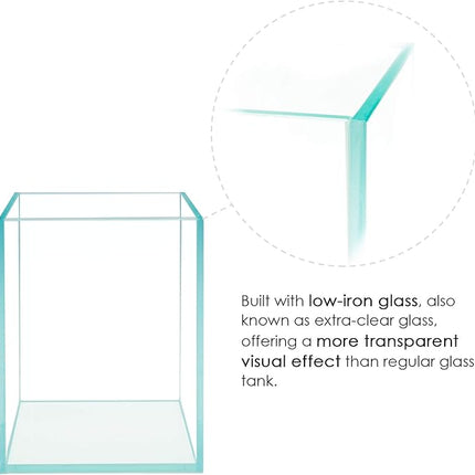 Nano Tall Rimless Frameless Extra Clear Glass Aquarium, Low Iron Glass Tank, 5mm Glass, White Leveling Mat Included, w/Lids Options