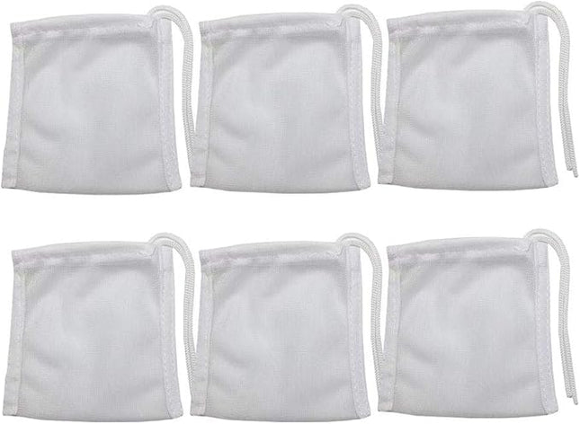 6 Pack Small Sized Filter Bags for Activated Carbon,3 by 4 inches High Flow Aquarium Mesh Media Filters Bag with Drawstrings for Fish Tank Charcoal Filter Bags