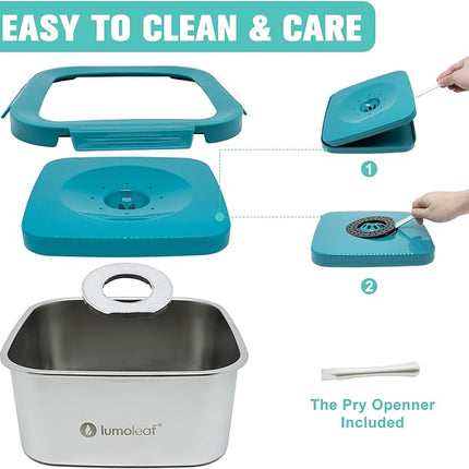 LumoLeaf 1 Gallon No Spill Dog Water Bowl, Stainless Steel Splash Proof Max Capacity Dog Water Bowl 4 Liter, Non-Slip Slow Water Feeder Dispenser with Replacement Filter, Vehicle Travel Water Bowl