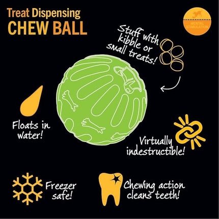 Starmark Treat Dispensing Chew Ball Tough Dog Toy, Medium/Large for Large Breeds