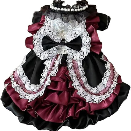 Fashion Sweet Puppy Dog Lace Princess Dress for EXTRAL Small and Small Dog D-red XLL