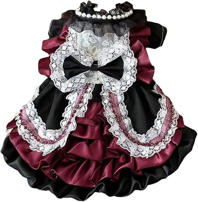 Fashion Sweet Puppy Dog Lace Princess Dress for EXTRAL Small and Small Dog D-red Large