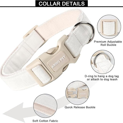 ARING PET White Dog Collar-Adjustable Small Dog Collars, Lightweight Cotton Wedding Pet Collars with Quick Release Buckle for Small Medium Large Dog