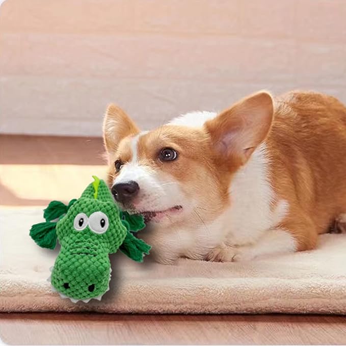 AIMETING Dog Toys, Durable Dog Chew Toys, Dog Squeak Toy with Fun Crinkle Paper, Plush Toys Suitable for Small, Medium, Large Dogs (Crocodile)