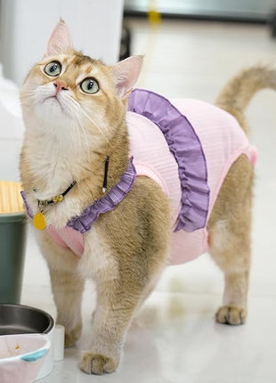 Cat Recovery Suit,Kitten Onesie After Surgery,E-Collar Alternative for Abdominal Wound and Skin Diseases,Soft Breathable Bodysuit After Spay（Pink-XL）