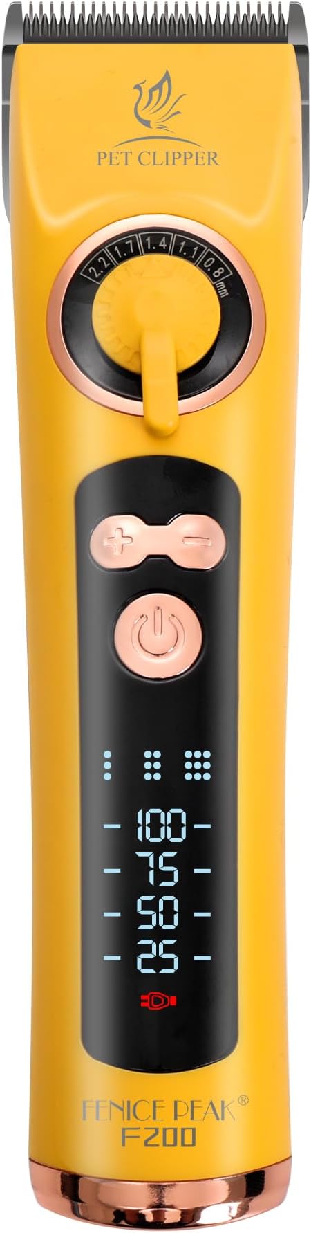 Professional Dog Grooming Clippers with 12H Runtime & Replaceable 440C Blade, 3-Speed Low Noise Electric Dog Shaver for Thick, Matted, Curly Hair, Cordless Clipper for Groomer & Home Use, Yellow