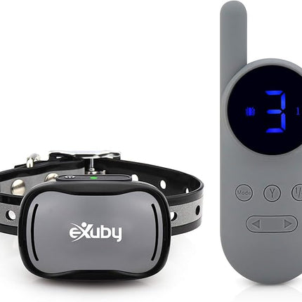 eXuby - Tiny Shock Collar for Small Dogs 5-15lbs - Smallest Collar on The Market - Sound, Vibration, & Shock - 9 Intensity Levels - Pocket-Size Remote - Long Battery Life - Water-Resistant - Gray