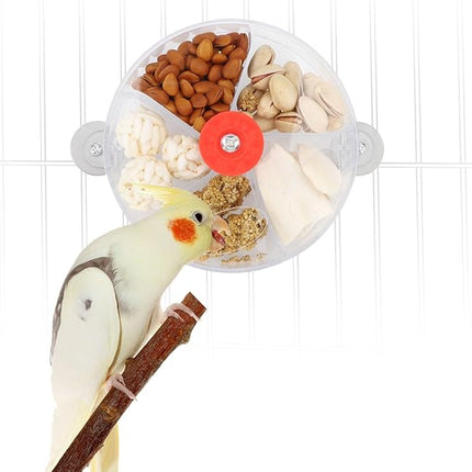 Bird Creative Foraging System Wheel Seed Food Ball Rotate Training Toy for Small and Medium Parrots Parakeet Cockatiel Conure (Clear)