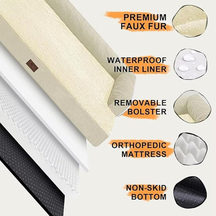 Large Dog Bed Orthopedic Washable: Extra Large Big Dog Bed with Removable Bolster & Memory Foam Couch Sofa - Waterproof Washable with Cover