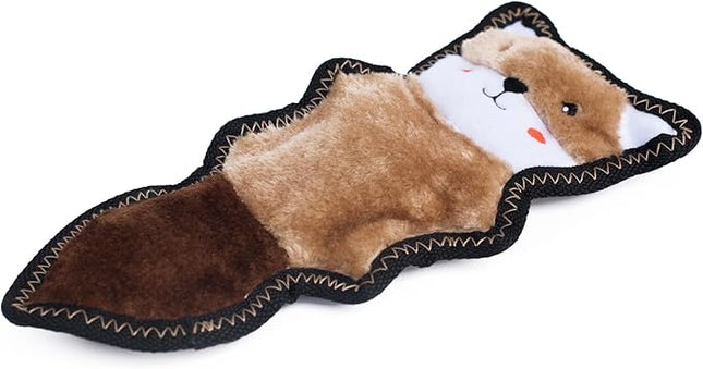 ZippyPaws Z-Stitch Skinny Peltz - No Stuffing Dog Toy to Keep Them Busy, for Small, Medium, & Large Dogs, Squeaky Pet Toy, Soft Plush Unstuffed Chew Toys - Chipmunk, 12.5"