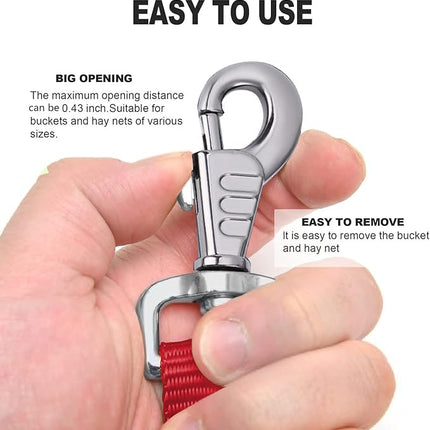 Rosemarie Horse Bucket Strap Hangers,Horse Suppliers Adjustable Nylon Straps up to 700 lbs for Hay Nets, Water Buckets,Hanging-Pratical and Easy Use(4 Pack) (Red)