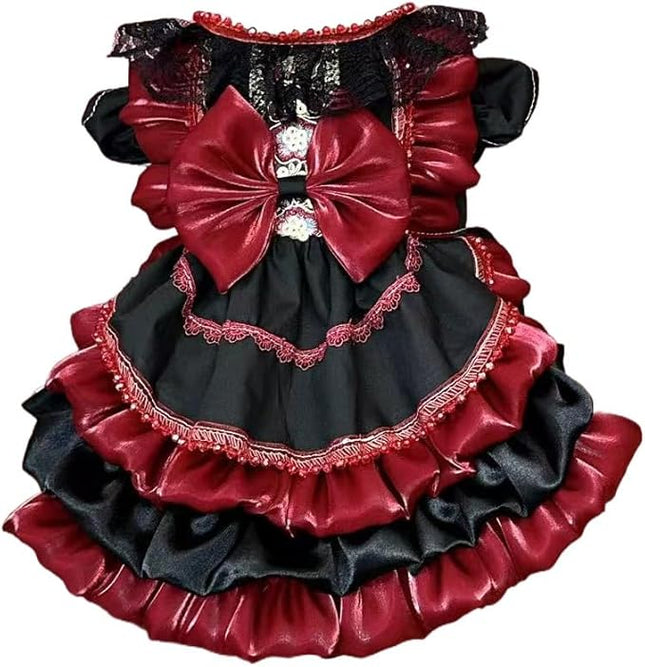 Fashion Sweet Puppy Dog Lace Princess Dress for EXTRAL Small and Small Dog B-red XLL