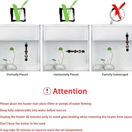 Fish Tank Aquarium Heater - Adjustable Temperature Submersible Thermostat Heater,25W/50W/100W/150W/200W/300W