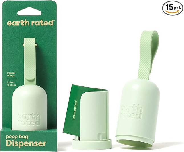Earth Rated Dog Poop Bag Holder, Durable and Guaranteed Leakproof, Unscented, Dispenser with Starter Roll