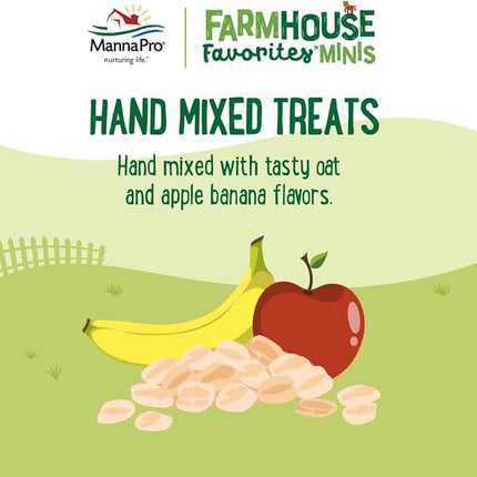Manna Pro Farmhouse Favorites Mini Horse & Mini Donkey Treats –Baked Snack for Mini Horses & Mini Donkeys – Hand Mixed Treat – Oats, Apple & Banana Flavored – 3lb Bag