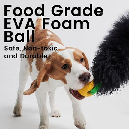 HOWGO Dog Rope Toy,Dog Bungee Chaser Toy 100% Sheepskin,Sheep Smell Tug Toy for All Breeds (Black, Long Without Ball)