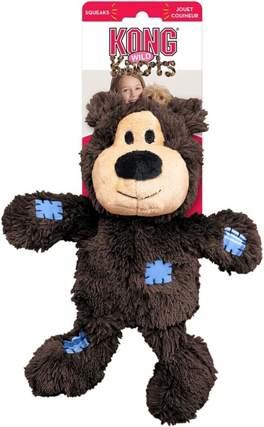 KONG Wild Knots Bears - Durable Dog Toys with Internal Knotted Ropes and Minimal Stuffing for Less Mess (Assorted Colors) (Medium/Large (2 Pack))