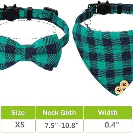 Faleela Breakaway Cat Collar with Bells - 2 Pack Cat Collar with Bells, Cat Collars with Bandana, Accessories for Pet Collars, Adjustable for Cats and Small Dogs