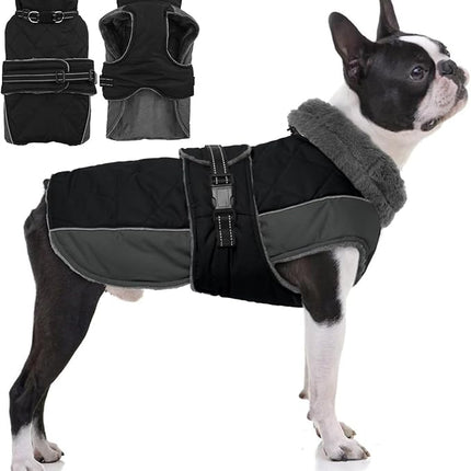 QBLEEV Warm Dog Jacket - Reflective, Adjustable Winter Coat with Turtleneck for Cold Weather, Waterproof Fleece Snowsuit for Small, Medium, Large Dogs