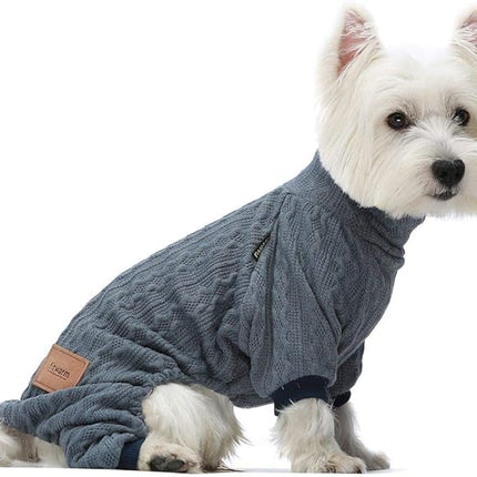 Fitwarm Turtleneck Knitted Dog Sweaters Winter Outfits Pet Coats Cat Clothes Blue XXL