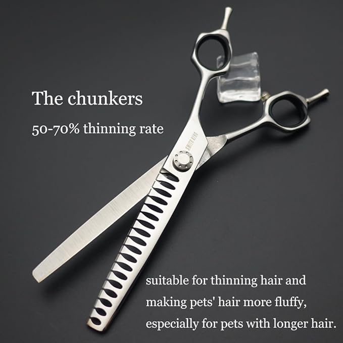 7 inches Safe Dog Grooming Scissors Set with Round Tip,Straight & Thinning & Curved Shears Set with comb for Dog & Cat Grooming human hair cutting (Black 4 in 1 with comb)