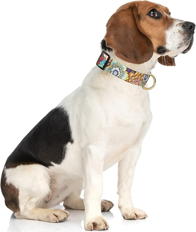 Rnivvi Dog Collar for Medium Dogs, Cute Heavy Duty Adjustable Puppy Collar with Quick Release Buckle for Boy Girl & Female, Pet Accessories for Walking Running, M Length 1" Width, Colorful Mandala