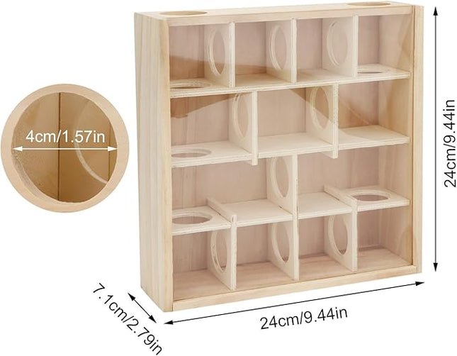 Hypeety Wooden Maze Tunnel Toy with Plastic Cover, Small Pet Animals Activity Sport Labyrinth Dwarf Hamster Play Toys Maze Tunnel Mice Wooden Funny Toy